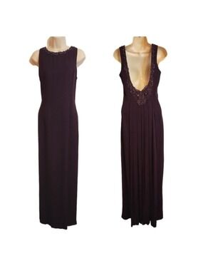 Scott McClintock Maxi Dress Plum Purple Beaded Vintage Size 4